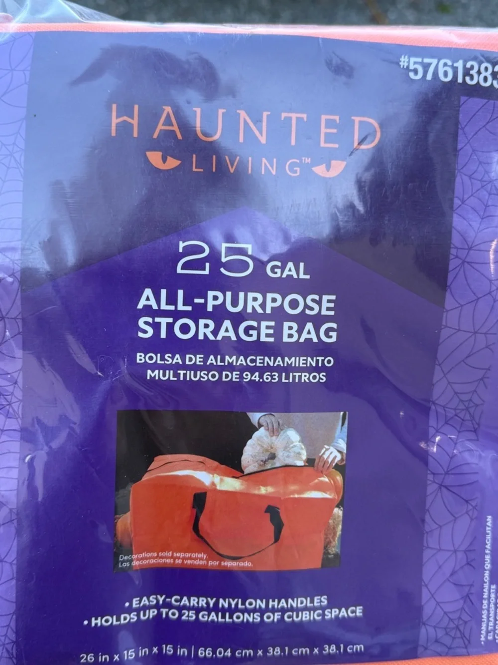 Haunted Living 25 Gal All-Purpose Storage Bag — Orange Halloween